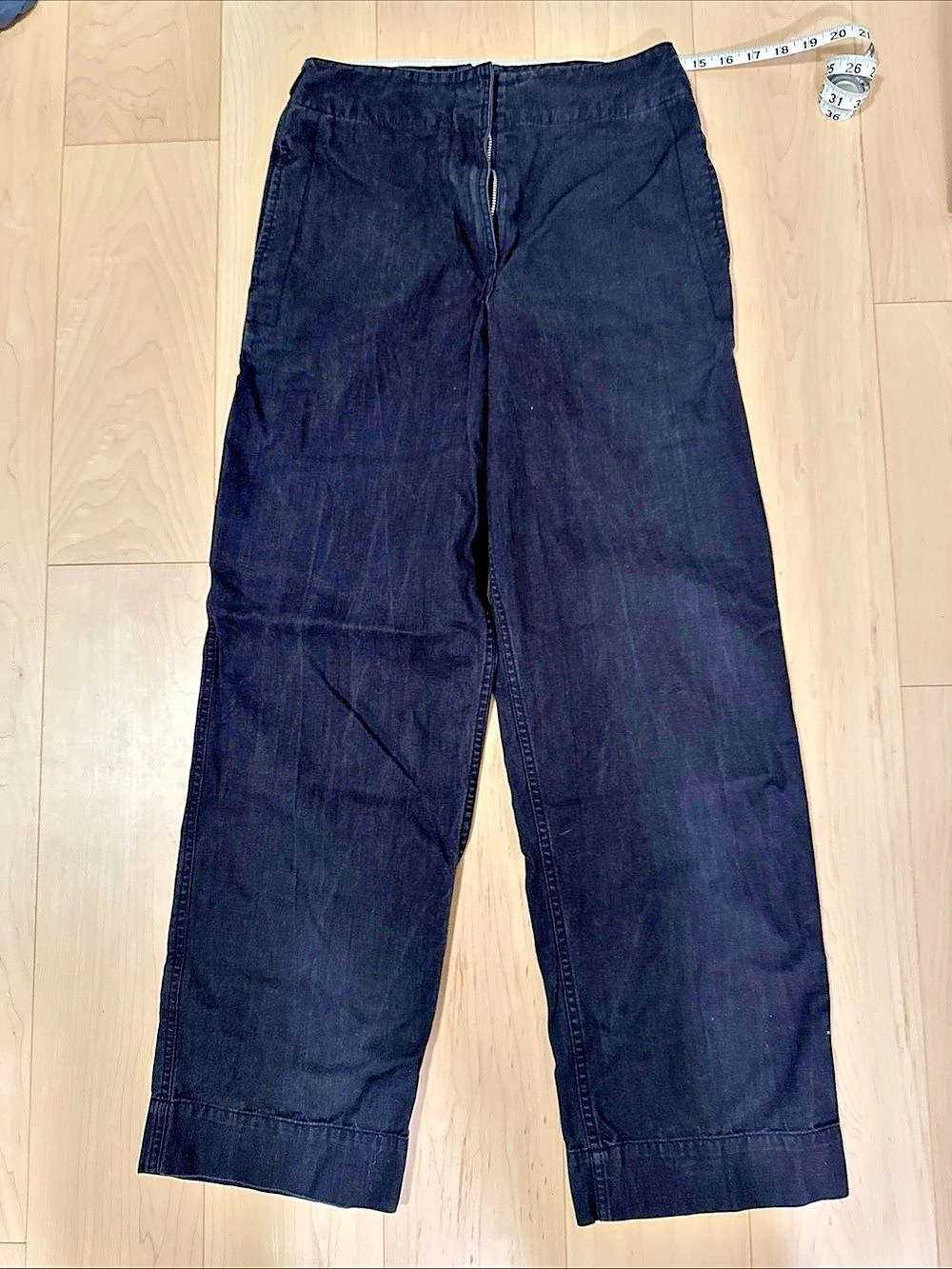 Margaret Howell MHL. Cotton Straight Leg Pants in blue-Black Size small